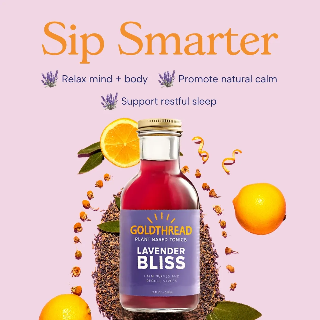 Goldthread ad creative — Sip Smarter, Lavender Bliss tonic