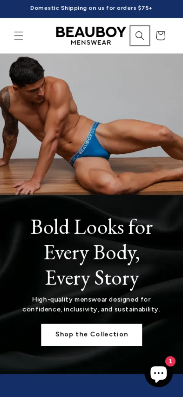 Beauboy Menswear storefront, mobile