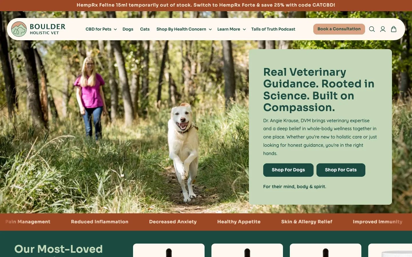 Boulder Holistic Vet storefront, desktop