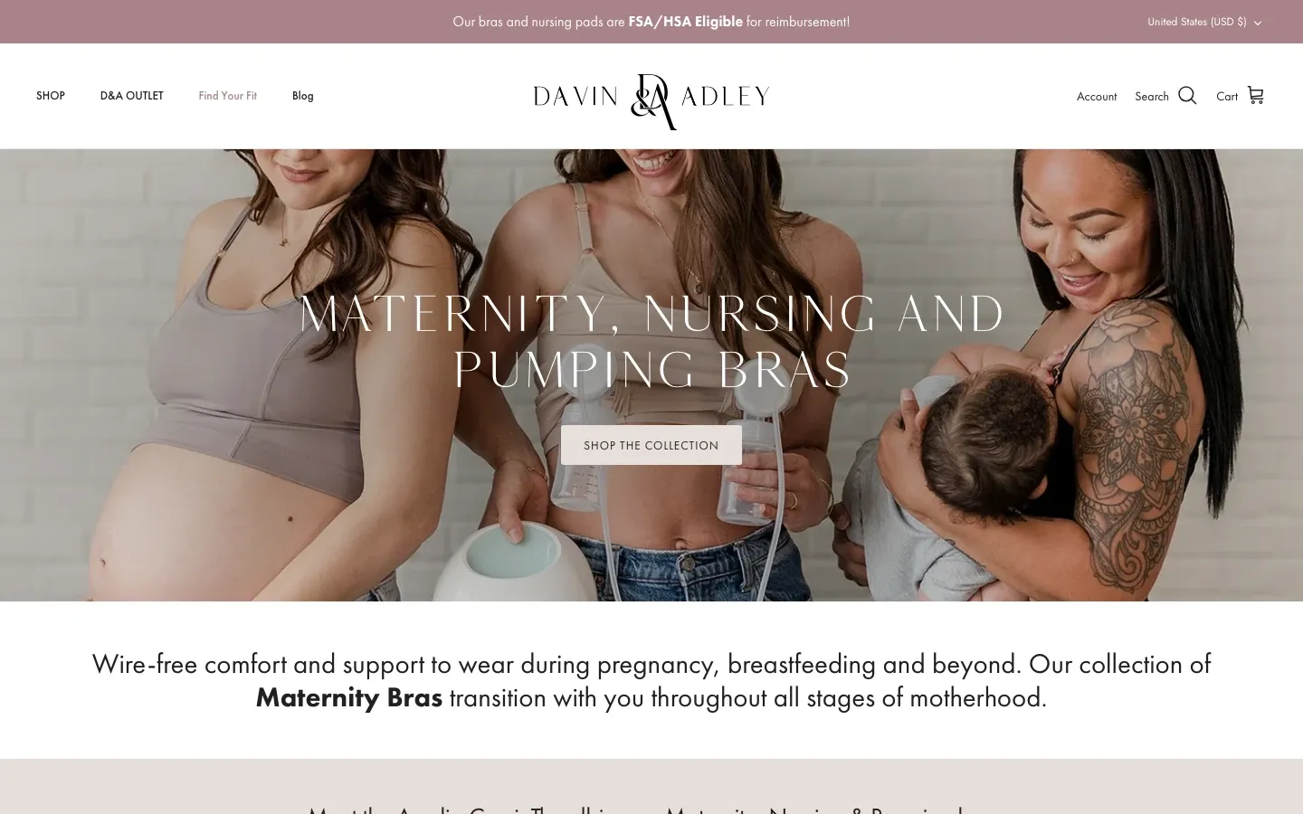 Davin & Adley storefront, desktop