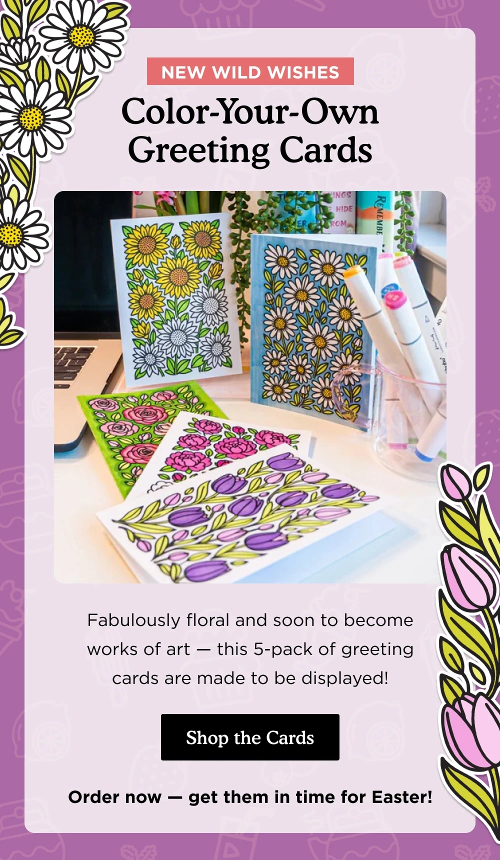 A Brighter Year campaign email — Color-Your-Own Greeting Cards
