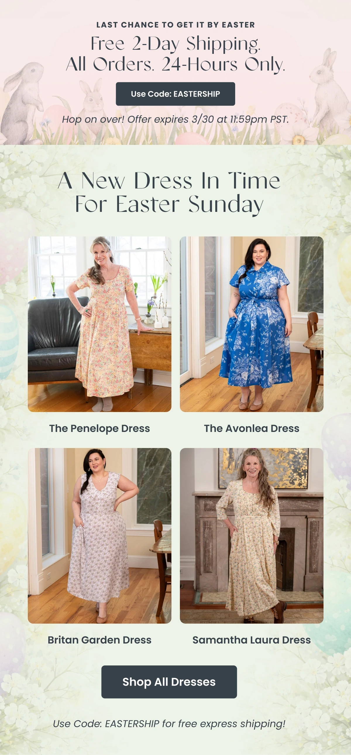 Modern Prairie campaign email — Easter dress collection