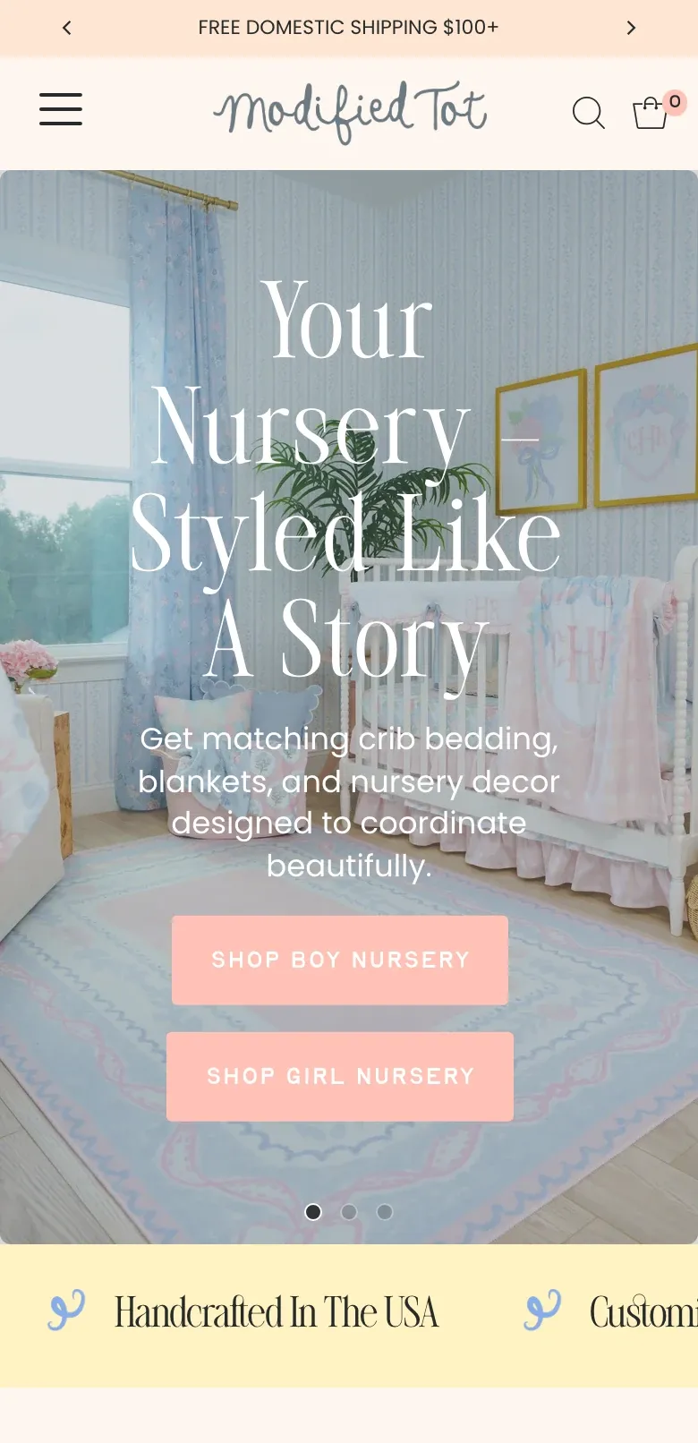 Modified Tot storefront, mobile