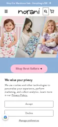 Norani Baby — Shopify storefront on mobile