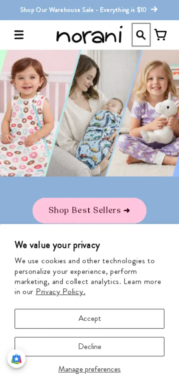 Norani Baby storefront, mobile