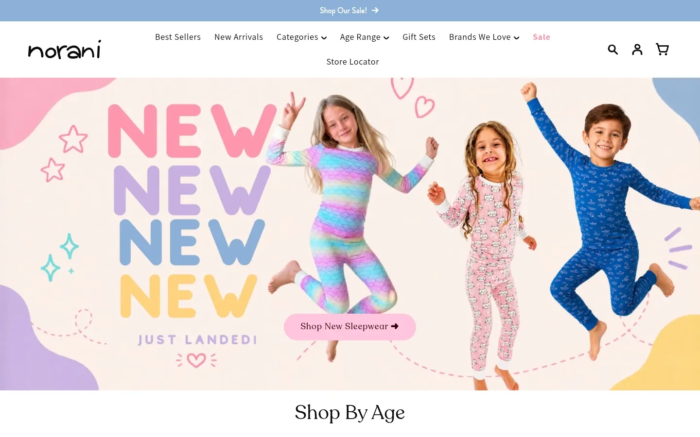 Norani Baby storefront, desktop