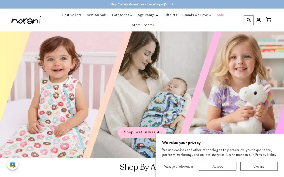 Norani Baby storefront, desktop