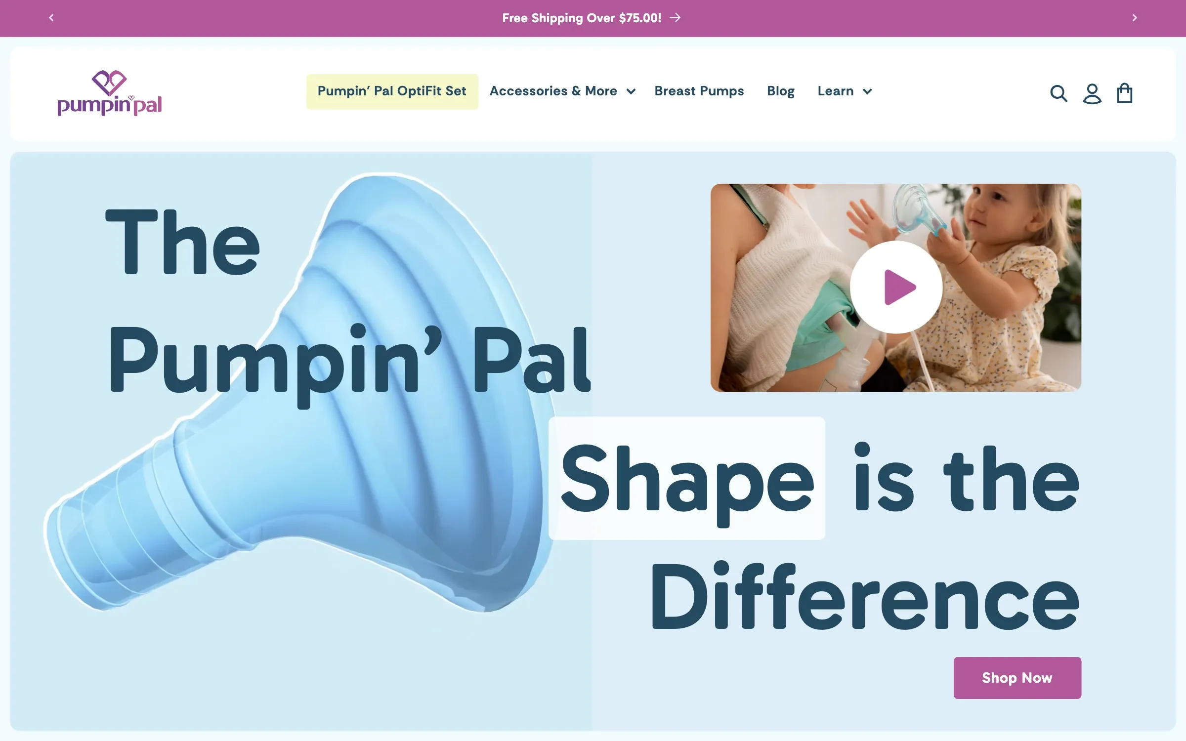 The Pumpin Pal storefront, a maternity brand we ran paid ads for