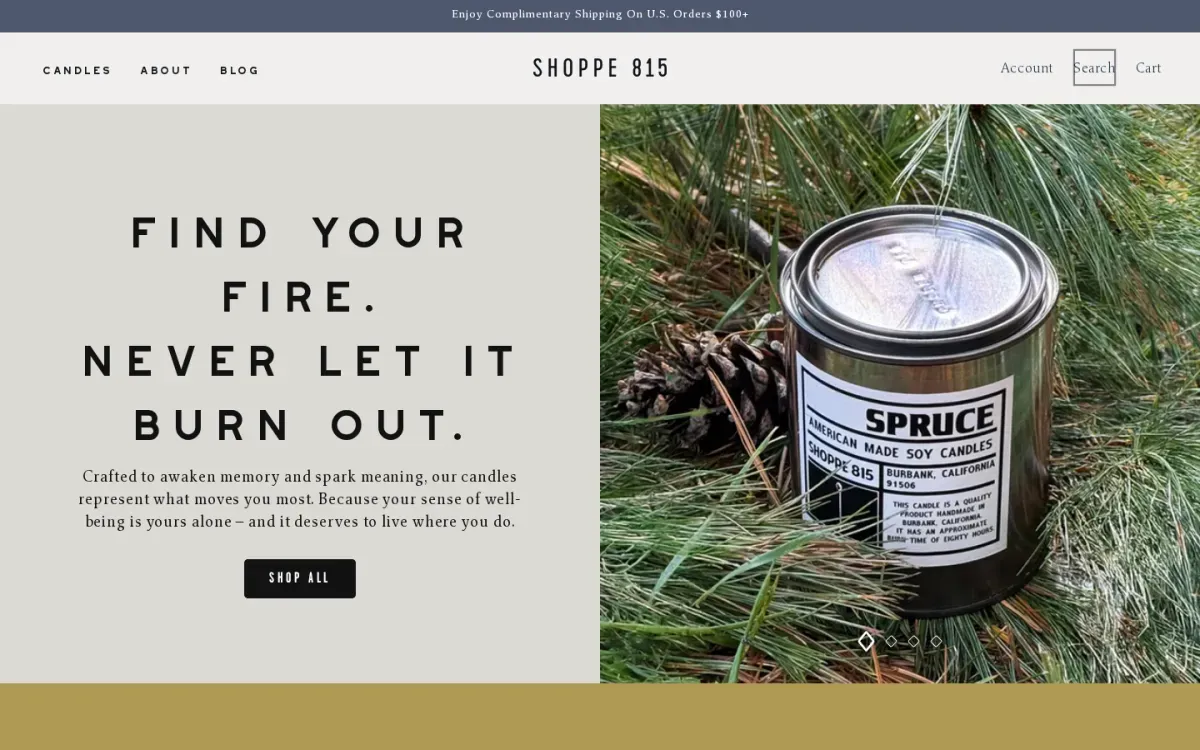 Shoppe 815 storefront, desktop