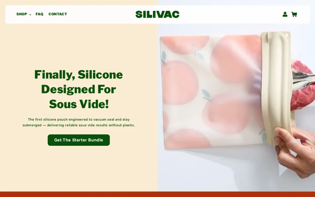 Silivac storefront, desktop