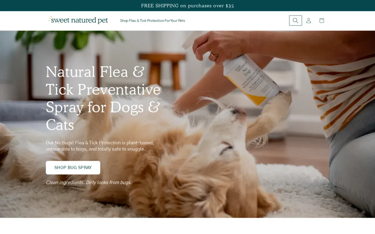 Sweet Natured Pet storefront, desktop