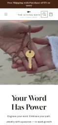 The Giving Keys — Shopify storefront on mobile