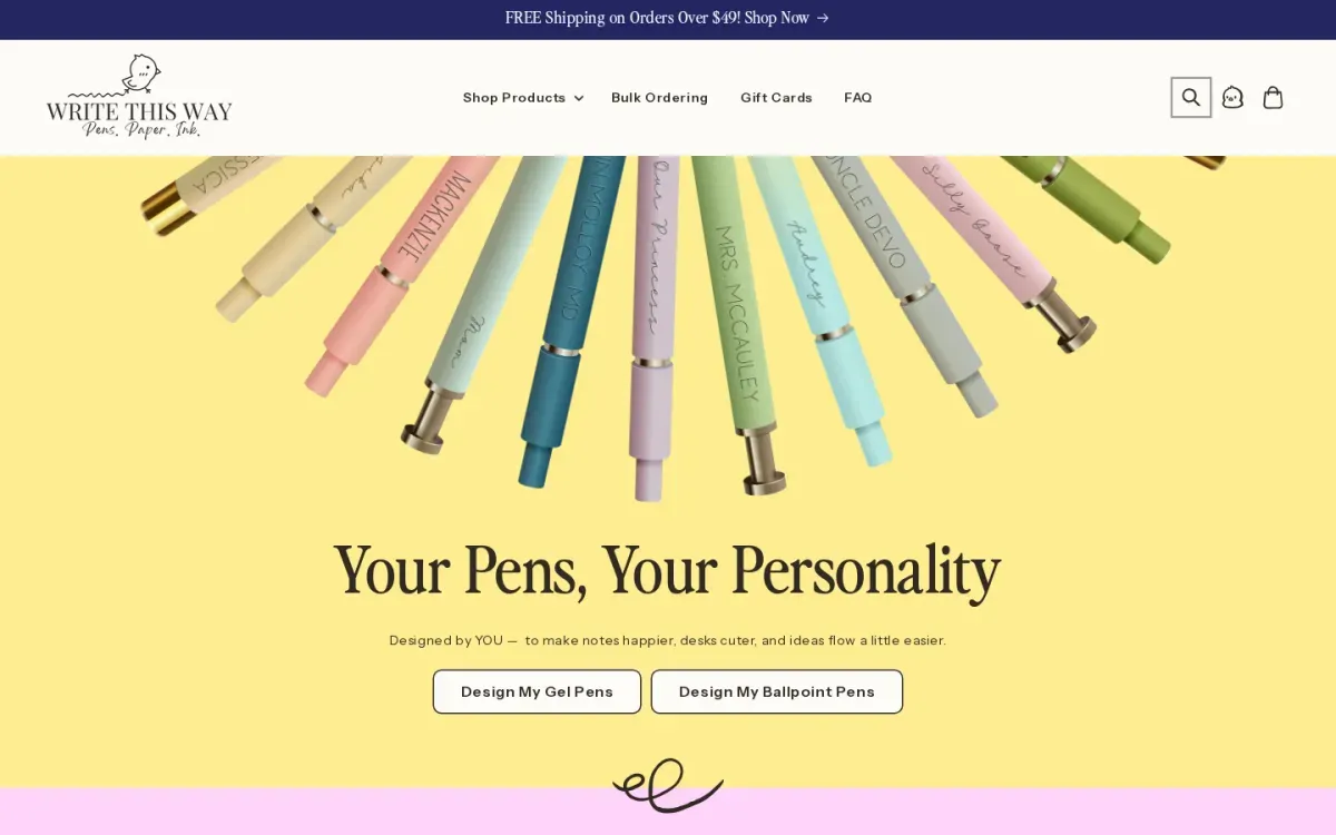 Write This Way storefront, desktop