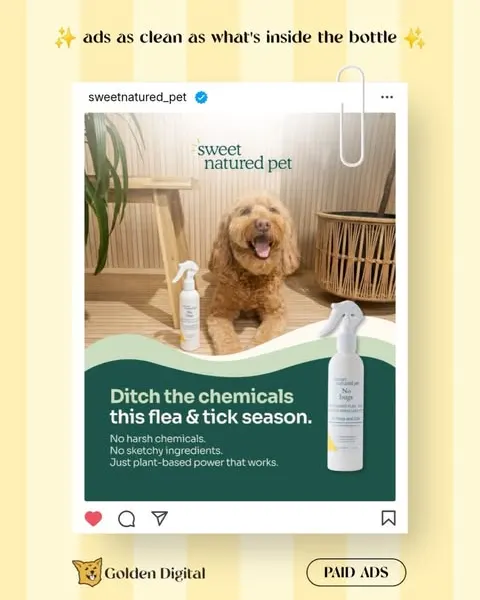 Plant-based. Vet-recommended. Smells like lemongrass, not a chemistry lab. 🌿 Sweet Natured Pet makes flea and tick protection that actually