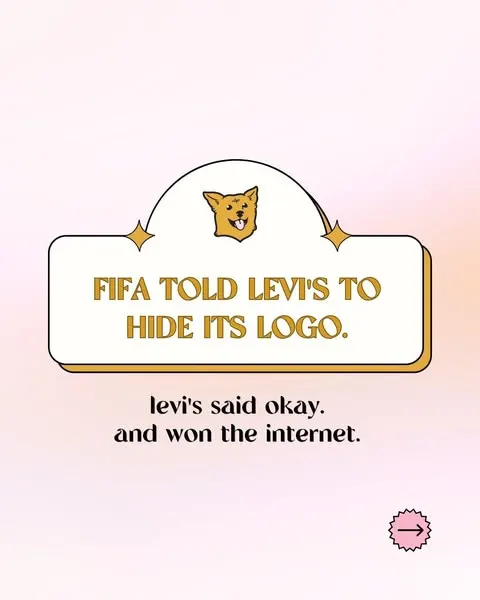 FIFA told Levi's to cover its logo. Levi's covered it in the exact shape of its logo. Changed its profile picture to the tarp. Wrapped store